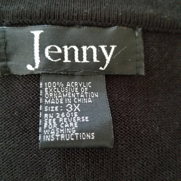 Black Blouse with Beaded Design Lightweight Acrylic Plus 3X - Picture 12 of 13